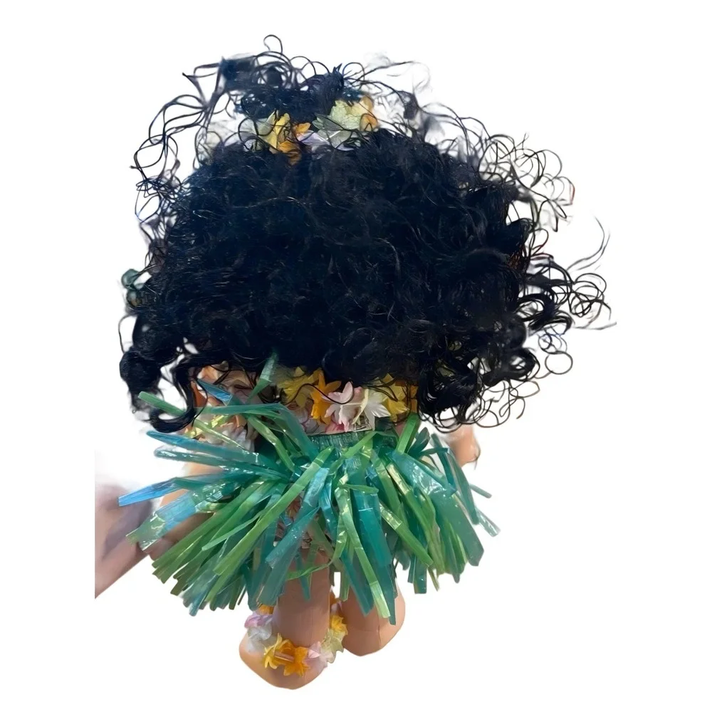 Precious Moments Hawaiian Hula Girl Plush Doll Vtg 1980s Curly Hair‎ Lei Skirt